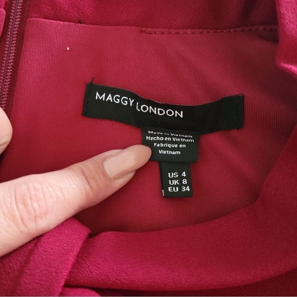 Maggy London Women's Midi Short Sleeve Sheath with Neck Tie Career Office Work - Picture 9 of 11